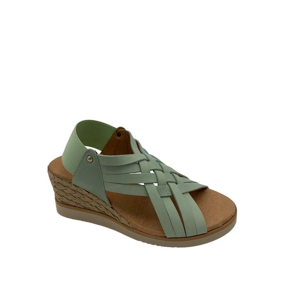 Pinaz Suede Leather Slide Espadrilles Mint - Medium